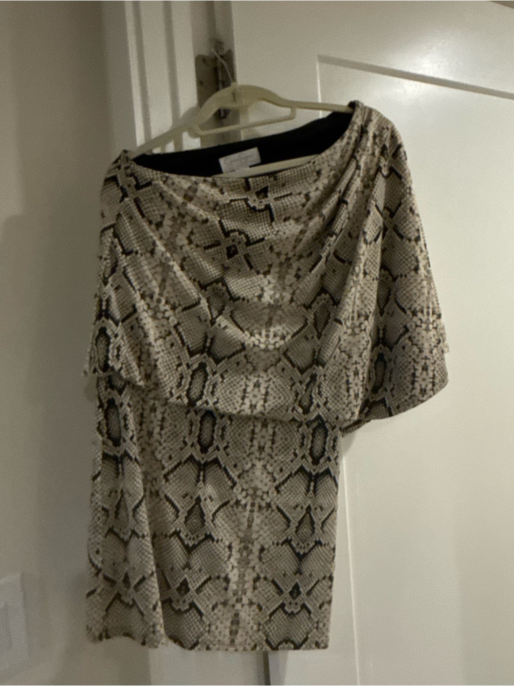 Jessica Simpson One-Shoulder Snake Print Dress in Neutral Tones